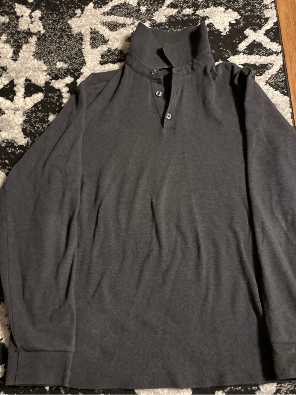 Classic Dark Gray Henley Long Sleeve Polo